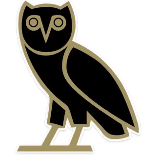 🎩 フクロウ, ドレイク, octobersveryown, OVO, ロゴ, 黒, ゴールド telegram sticker