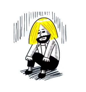 😞 triste, contrarié, emo, dessin animé, homme, déprimé whatsapp sticker