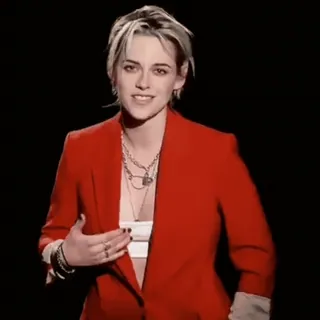 ✌️ Kristen Stewart celebrity, actress, portrait, red blazer, fashion telegram sticker