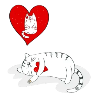 😞 gatto, cuore, amore, san valentino, carino, animale, animale domestico whatsapp sticker