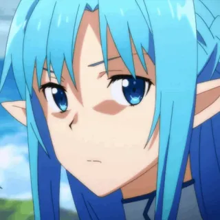 ❄️ Asuna Yuuki Sword Art Online アニメ, キャラクター, 青髪, エルフ, 可愛い telegram sticker