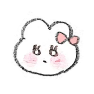 🎀 carino, kawaii, cartone animato, animale, bianco, coniglio, fiocco telegram sticker