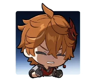 😖 Tartaglia Genshin Impact chibi, anime, game, angry, tartaglia, genshin impact, character telegram sticker