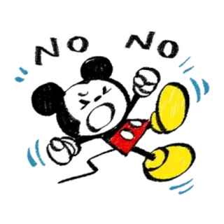 🙅‍♂ Mickey Mouse NO NO cartone animato, rabbia, no, dissenso, Topolino whatsapp sticker
