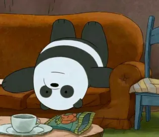 ✨ Panda We Bare Bears panda, oso, dibujos animados, relajante, sofá, snack telegram sticker