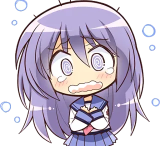 😢 Anime, Chibi, Sợ hãi, Sốc, Cô gái Anime, Phim hoạt hình, Cô gái telegram sticker