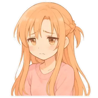 😔 Asuna Yuuki Sword Art Online Аниме, Девушка, грустно, мило, Асуна, Sword Art Online, Персонаж whatsapp sticker