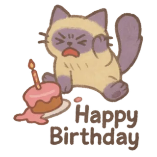 🐈‍⬛ Happy Birthday you Idiot chat, anniversaire, gâteau, offensant, drôle whatsapp sticker