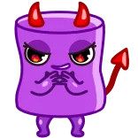 😈 setan, kartun, tanduk, ekor, ungu telegram sticker