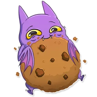 😀 蝙蝠, 饼干, 可爱, 动物, 卡通 telegram sticker