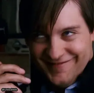 😁 Peter Parker Spider-Man tobey maguire, spider-man, meme, smirk, evil telegram sticker