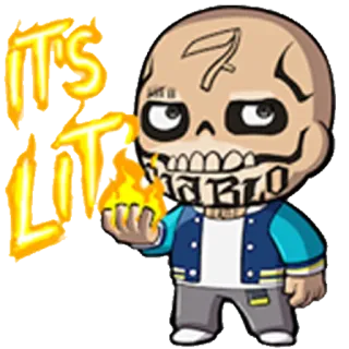 👍 IT'S LIT keren, api, tengkorak, kartun, karakter telegram sticker