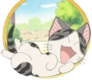 😆 Chi Chi's Sweet Home кот, аниме, милый, каваий, чии, спящий whatsapp sticker