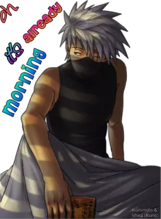 😪 Kakashi Hatake Naruto Oh, it's already morning anime, kakashi, naruto, morning, quote telegram sticker
