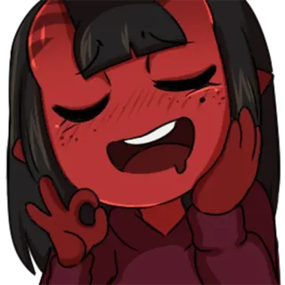 🤤 démon, animé, ok, geste de la main, rouge, dessin animé telegram sticker