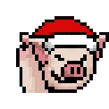 👋 Schwein, Weihnachtsmütze, Mittelfinger, beleidigende Geste, Pixelkunst whatsapp sticker