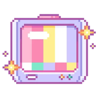📺 ti vi, pixel art, retro, màu pastel, dễ thương, cổ điển, màn hình, tv telegram sticker