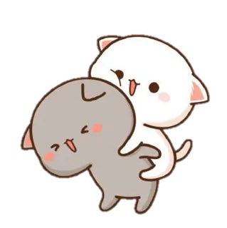 😌 кот, милый, объятие, животные, каваий, мультфильм telegram sticker