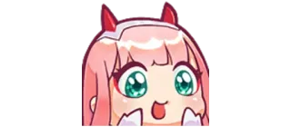 🤩 Zero Two Darling in the Franxx Anime, Süß, Mädchen, Pink, Kawaii telegram sticker