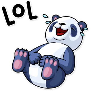 😂 LOL Панда, Лол, Смех, Мультфильм, Эмотикон, Счастливый, Эмодзи, Юмор telegram sticker