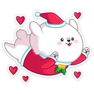 😍 рождество, собака, праздник, мультфильм, сердечки, милый whatsapp sticker