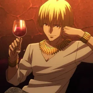 😏 Gilgamesh Fate anime, vinho, ouro, rei whatsapp sticker