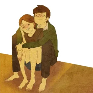 😄 пара, любовь, романтика, объятие, нежность, иллюстрация telegram sticker