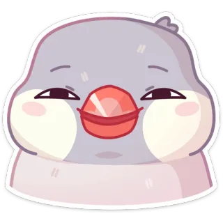 😑 vogel, schattig, dier, sticker, cartoon, gezicht, blij telegram sticker