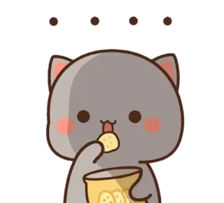 😐 Katze, süß, Snack, Cartoon, kawaii, Chips telegram sticker