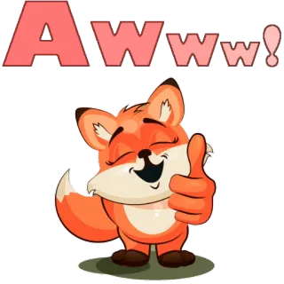 😍 Awww! raposa, fofo, positivo, adorável, desenho animado, joinha, aprovação whatsapp sticker