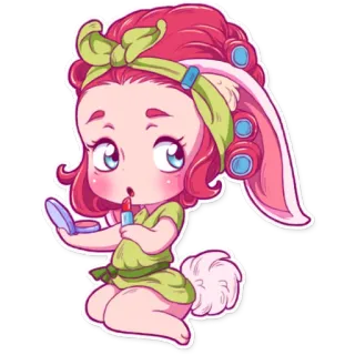 💅 coelho, fofo, maquiagem, coelhinho, batom, cosméticos, fantasia telegram sticker