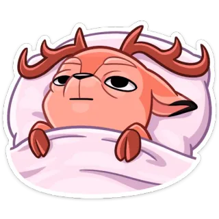 😐 rusa, binatang, mengantuk, imut, kartun telegram sticker