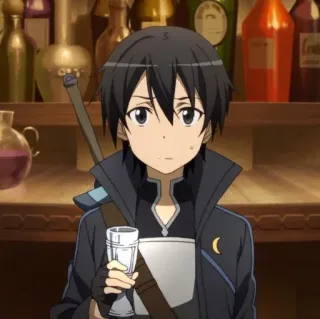 🥂 Kirito Sword Art Online Anime, Maschio, Spada, Bar, Bicchiere, Personaggio telegram sticker