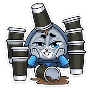 ☕️ coniglio, caffè, stanco, esausto, coniglio, cartone animato whatsapp sticker
