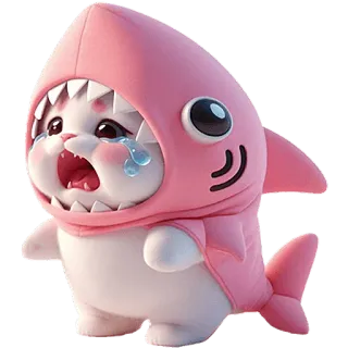 😭 kot, rekin, zwierzę, słodki, kawaii, naklejka, kreskówka, płaczący telegram sticker