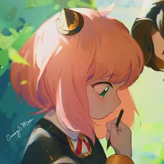 🍁 Anya Forger Spy x Family Sunny&Moon anya forger, anime, spy x family, hình minh họa, hoạt hình, dễ thương, fanart, bản vẽ telegram sticker