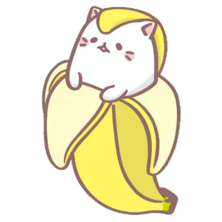 😄 mèo, chuối, dễ thương, hoạt hình, động vật, kawaii, đồ ăn telegram sticker