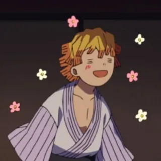 💛 Zenitsu Agatsuma Demon Slayer anime, demon slayer, zenitsu, zenitsu agatsuma, cute, flowers whatsapp sticker