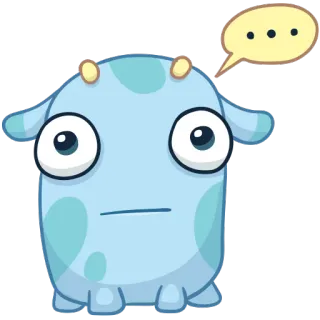😐 monstre, bleu, dessin animé, mignon, autocollant whatsapp sticker