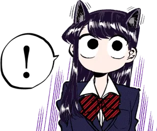 😯 Komi Shouko Komi Can't Communicate anime, komi can't communicate, komi shouko, dấu chấm than, tai mèo telegram sticker