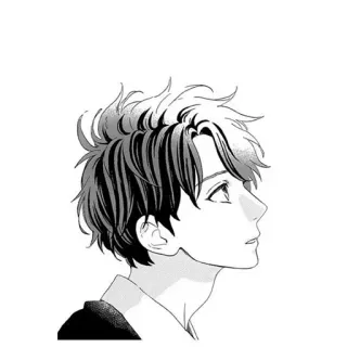 🙁 anime, manga, boy, portrait, illustration, black and white telegram sticker