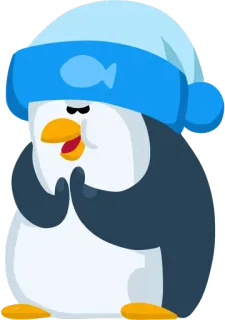 😈 pinguino, inverno, carino, animale, cappello whatsapp sticker