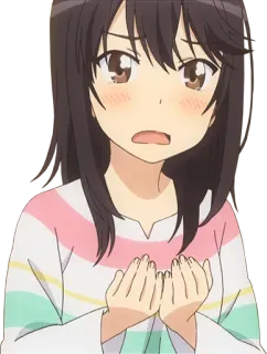 😥 动漫, 女孩, 脸红, 害羞, 动漫女孩 telegram sticker