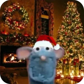 🎄 weihnachten, ratte, feiertag, weihnachtsmütze, winter telegram sticker