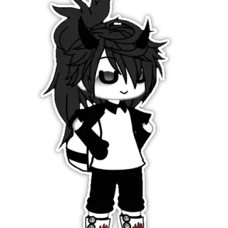 😎 Gacha, Dämon, Anime, Charakter, Schwarzweiß telegram sticker