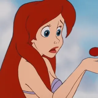 😒 Ariel The Little Mermaid Ариэль, Дисней, Русалочка, Мультяшный персонаж, Принцесса, Рыжие волосы telegram sticker