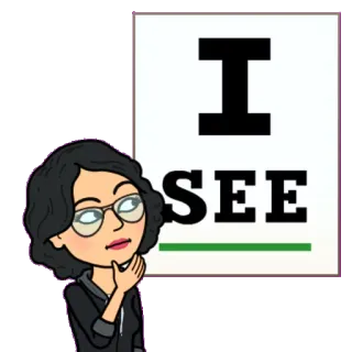 🤔 I SEE Tabla optométrica, Visión, Bitmoji, Vista, Gafas, Lectura telegram sticker