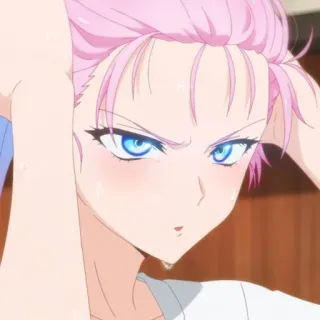 🍧 Anime, Mädchen, pinke Haare, blaue Augen, süß telegram sticker