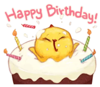 🎂 Happy Birthday! Geburtstag, Kuchen, Feier, Küken, Tier, Gruß, Fröhlich telegram sticker