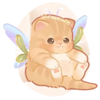 ✨ Kapebeans. kucing, anak kucing, imut, peri, hewan peliharaan, kawaii, sayap whatsapp sticker